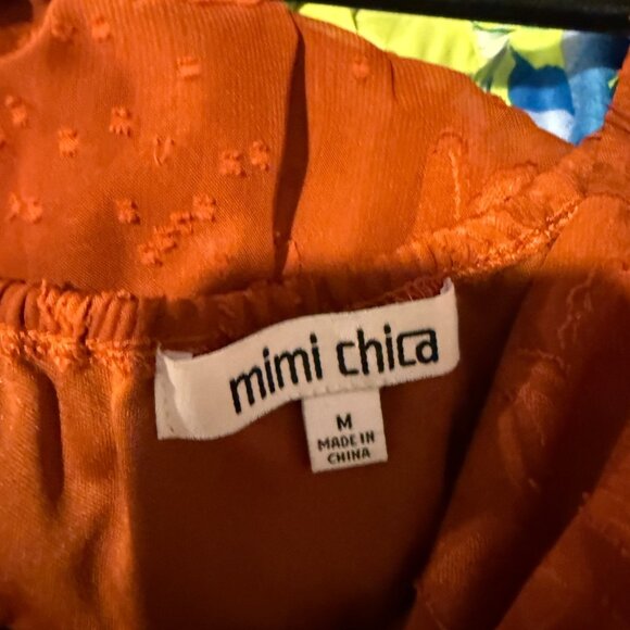 Mimi Chica Medium Rust Orange Autumn Puff Sleeve Midi Maxi Dress - Picture 2 of 6